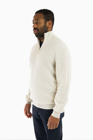 Ribbed Half Zip Wool Cashmere Sweater
