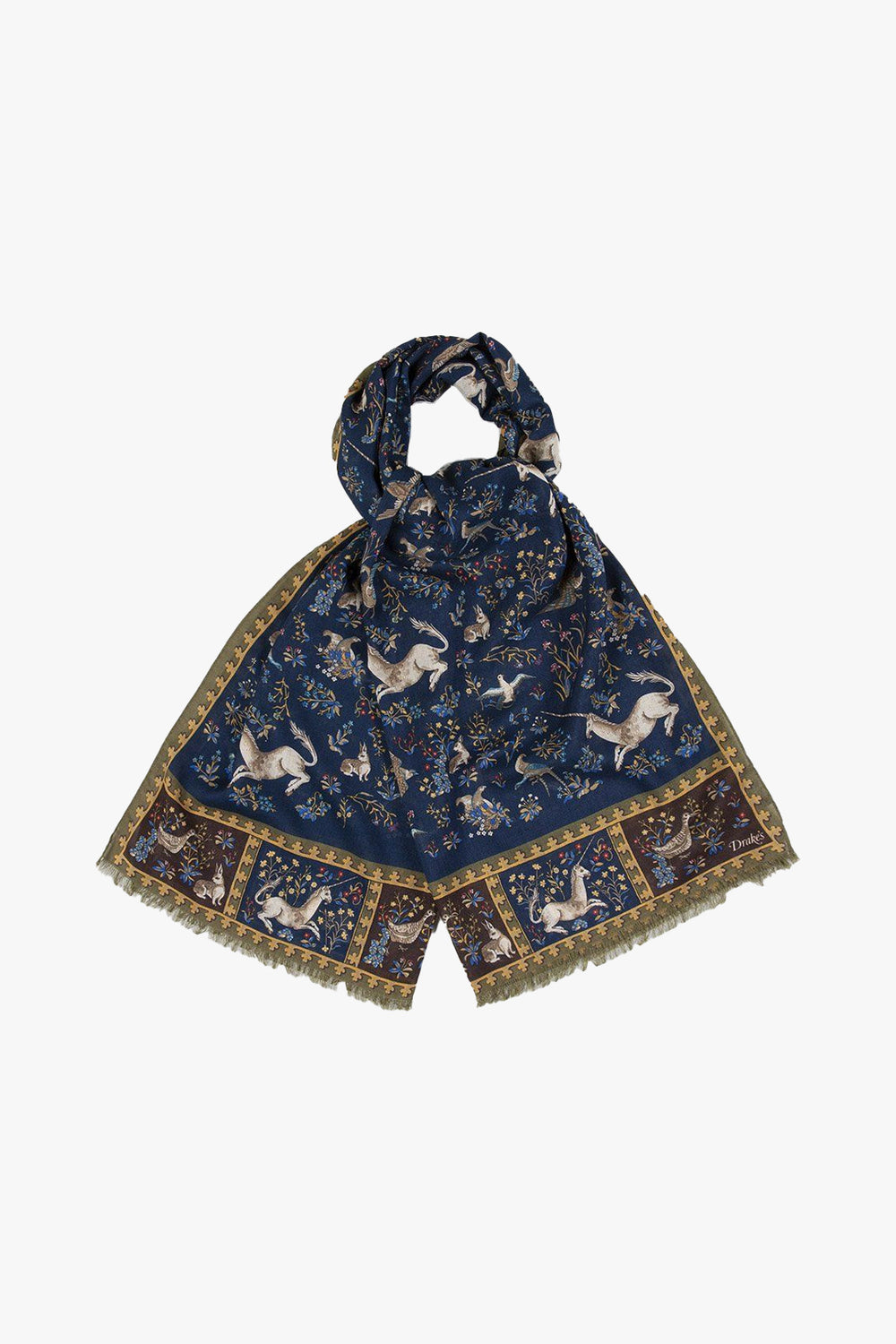 Unicorn Print Wool-Silk Scarf