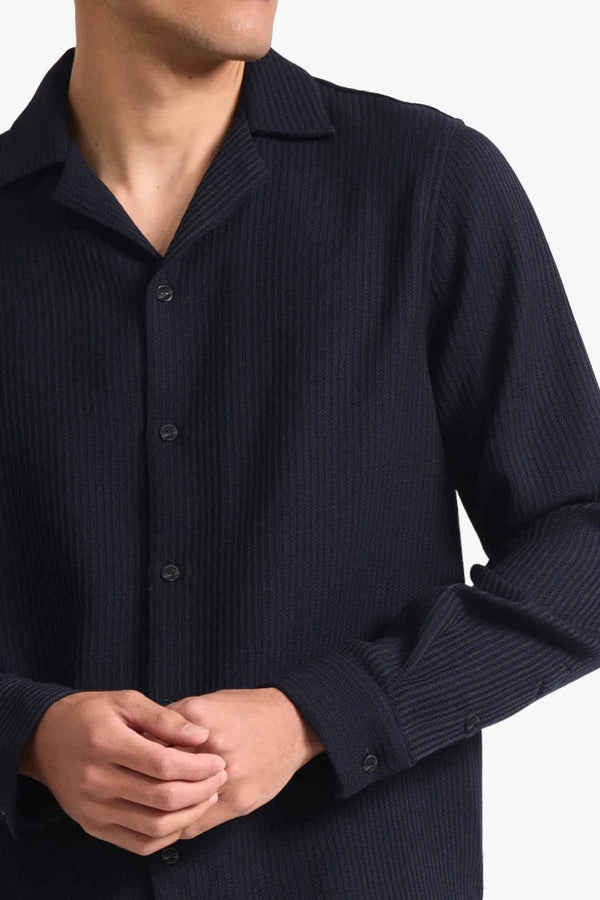 Safra Wool Knitted Camp Collar Shirt