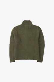 Green Boucle Wool Zip Fleece Jacket