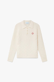 Column Knit Polo Shirt Grandpa