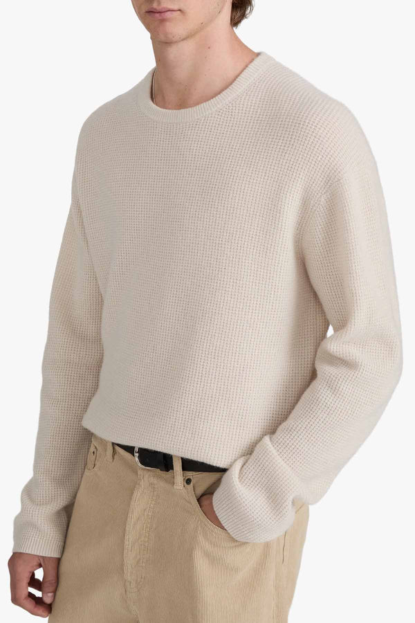 WAFFLE CASHMERE BLEND CREWNECK