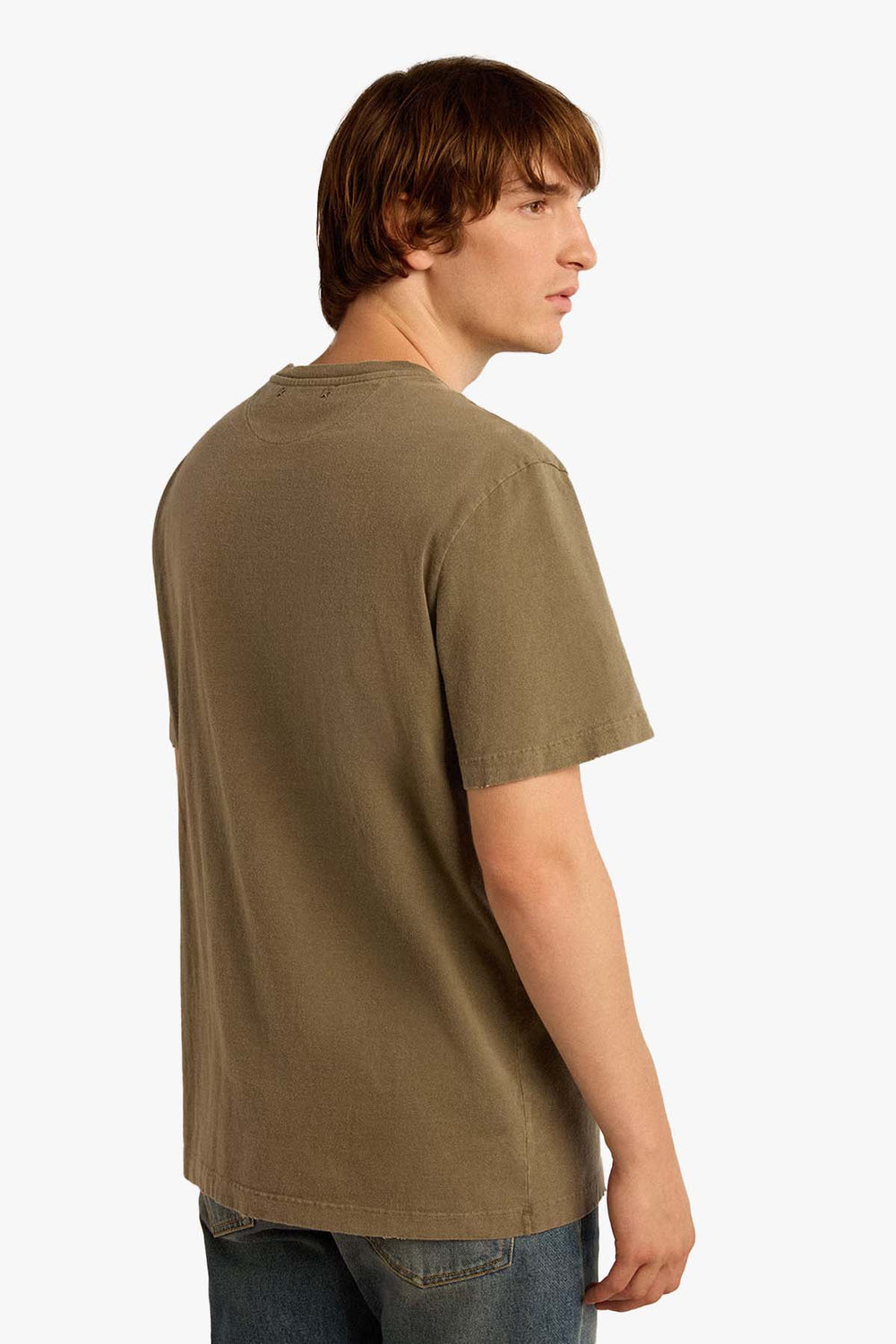 Golden Distressed Cotton T-shirt
