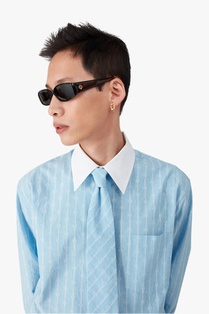 Oval Stripe Acetate Sunglasses