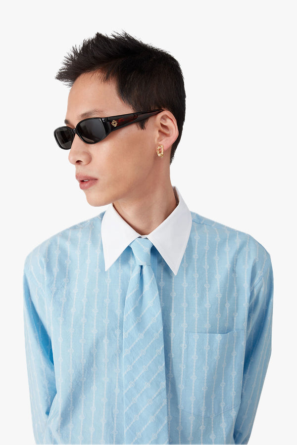 Oval Stripe Acetate Sunglasses