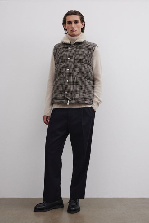 Padded Houndstooth Wool Vest