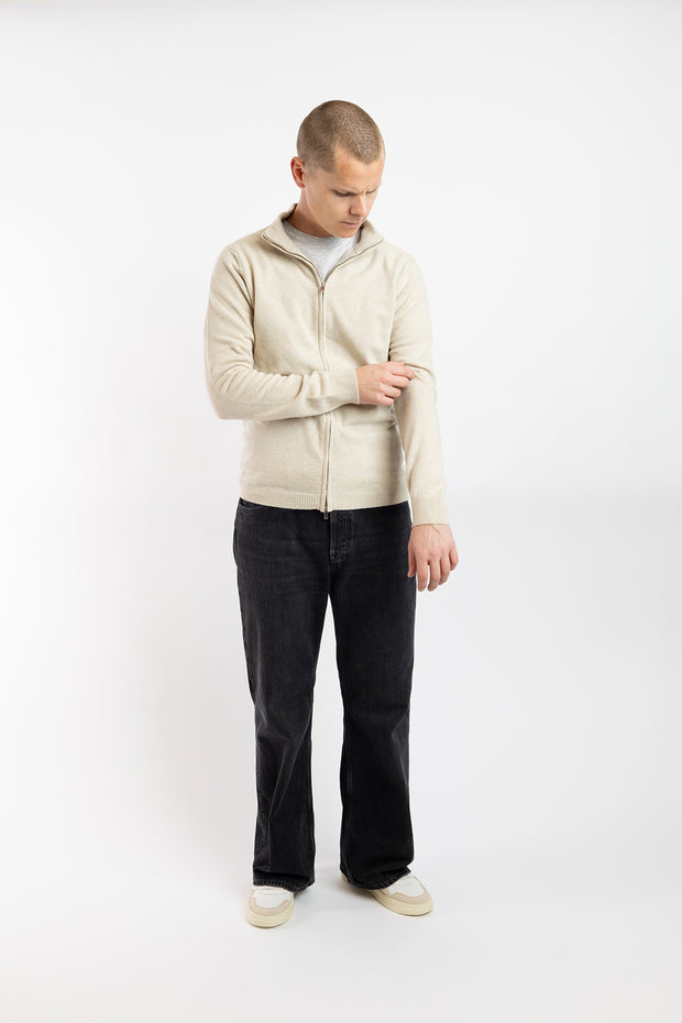 Full Zip Wool Cashmere Sweater