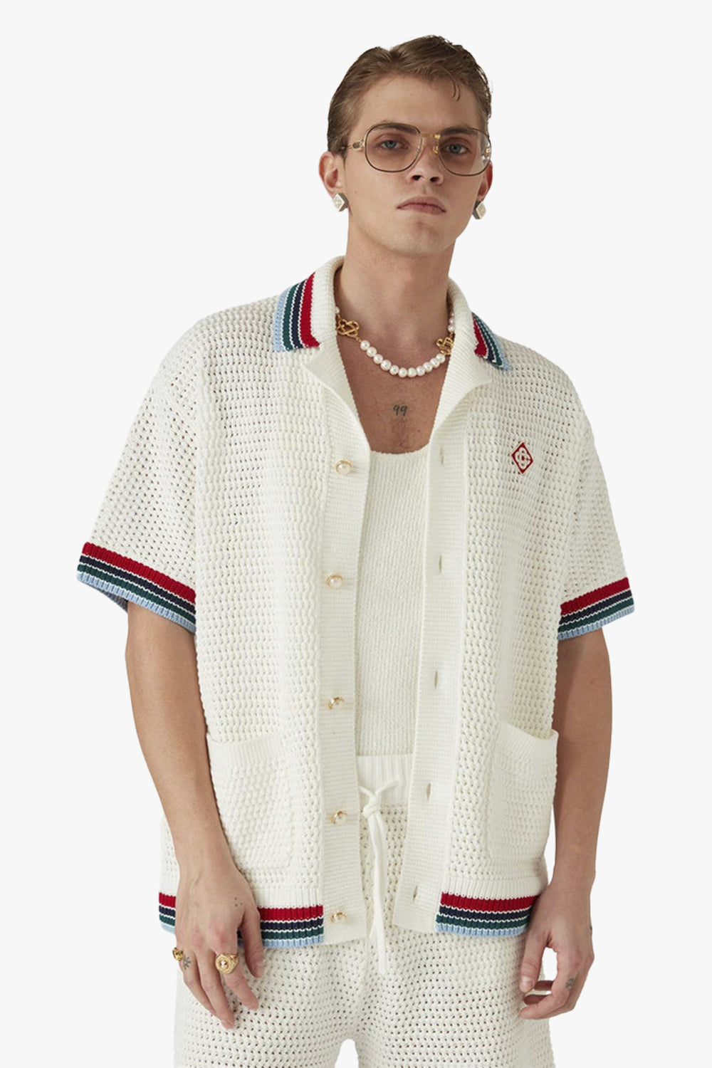 SPORTY FAUX CROCHET SHIRT