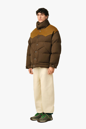 DOWN JACKET WITH LEATHER YOKE
