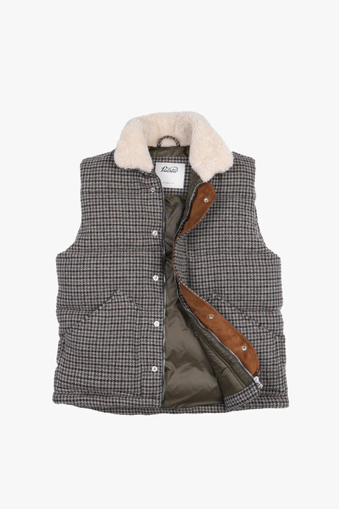 Padded Houndstooth Wool Vest