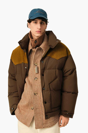 DOWN JACKET WITH LEATHER YOKE