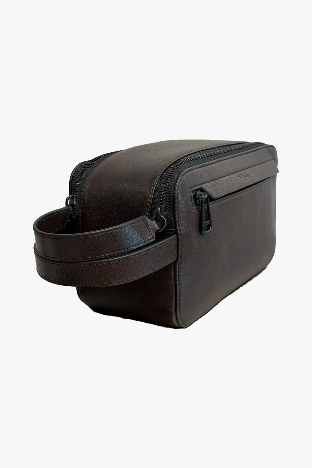 Double Zip Wash Case Two Tone Leather