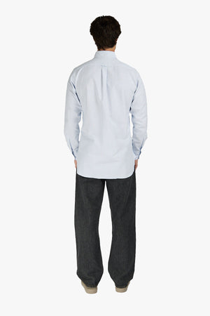 TICKING STRIPE BUTTON DOWN OXFORD SHIRT