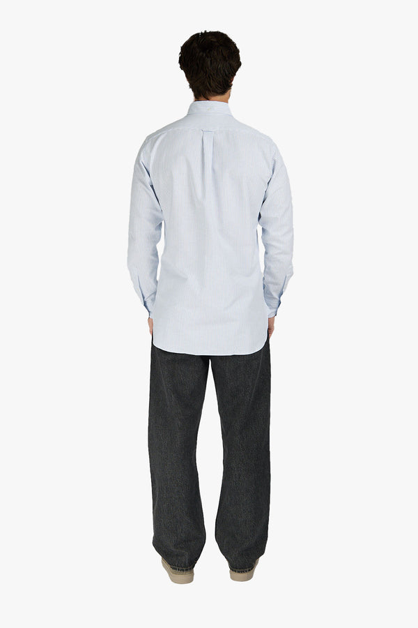 TICKING STRIPE BUTTON DOWN OXFORD SHIRT