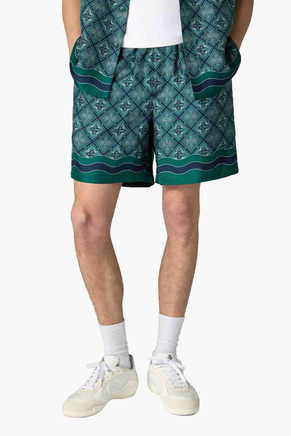RADIATING MONOGRAM SILK SHORTS