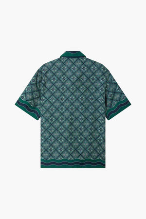 RADIATING MONOGRAM CUBAN COLLAR SS Silk SHIRT