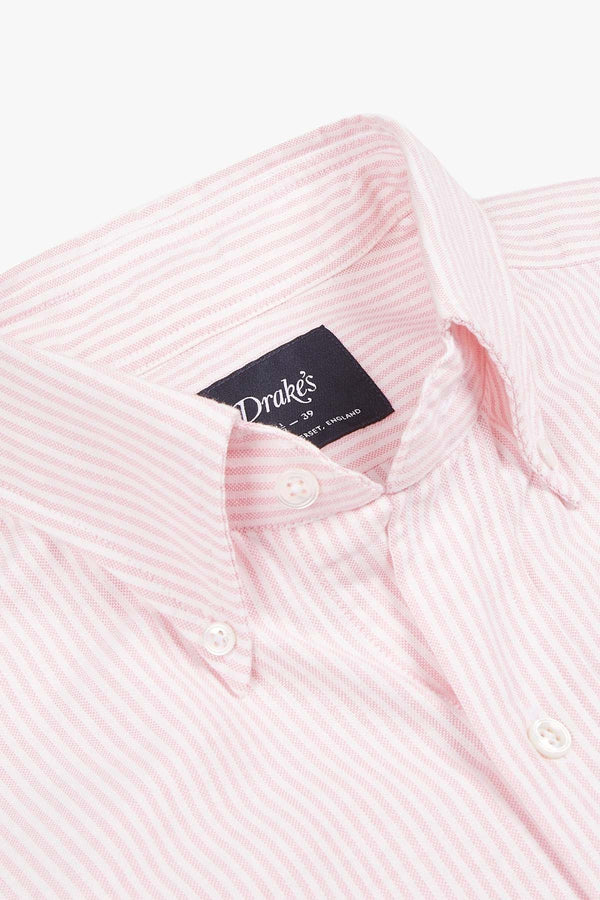 TICKING STRIPE BUTTON DOWN OXFORD SHIRT