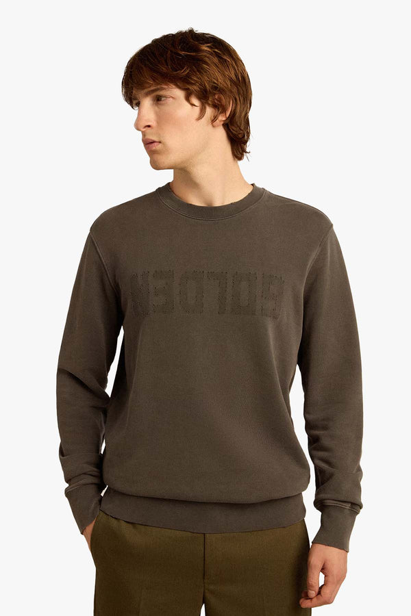 Golden Distressed Cotton Sweatshirt