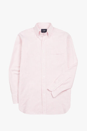 TICKING STRIPE BUTTON DOWN OXFORD SHIRT