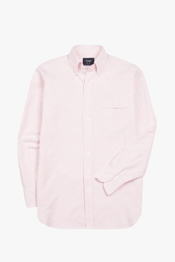TICKING STRIPE BUTTON DOWN OXFORD SHIRT