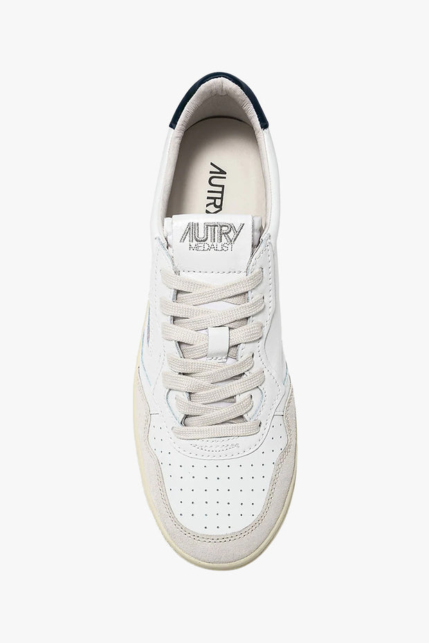 MEDALIST LOW LEATHER AND SUEDE SNEAKERS