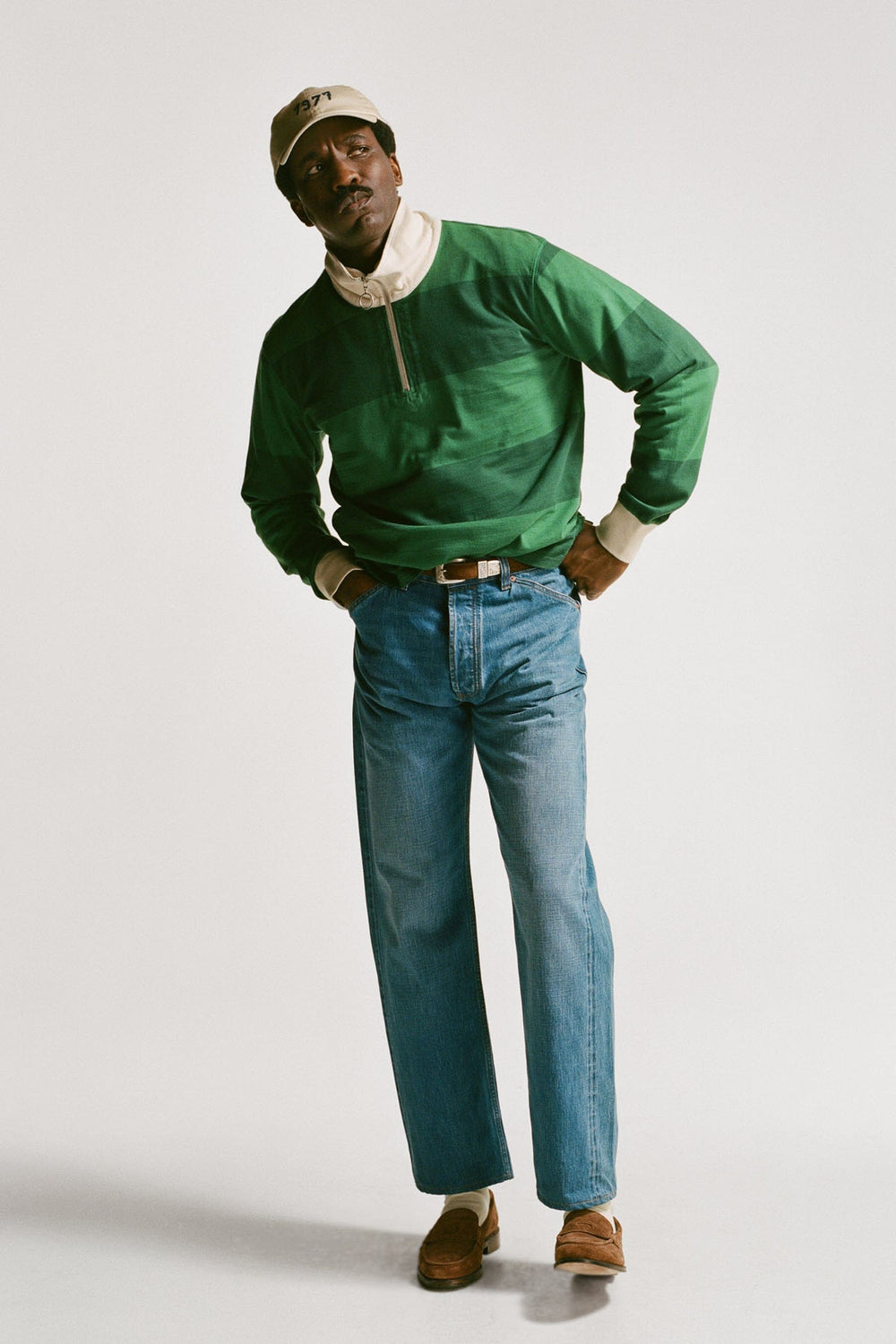 Block Stripe Quarter Zip Rugby