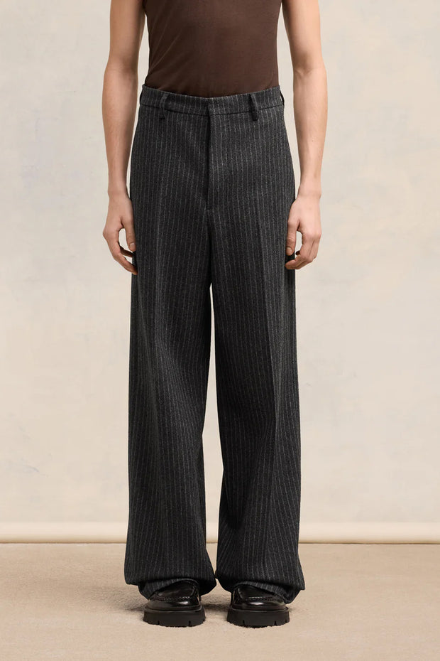 Striped Wool Wide Trousers