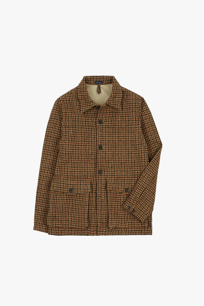 Brown Tweed Checked Chore Jacket