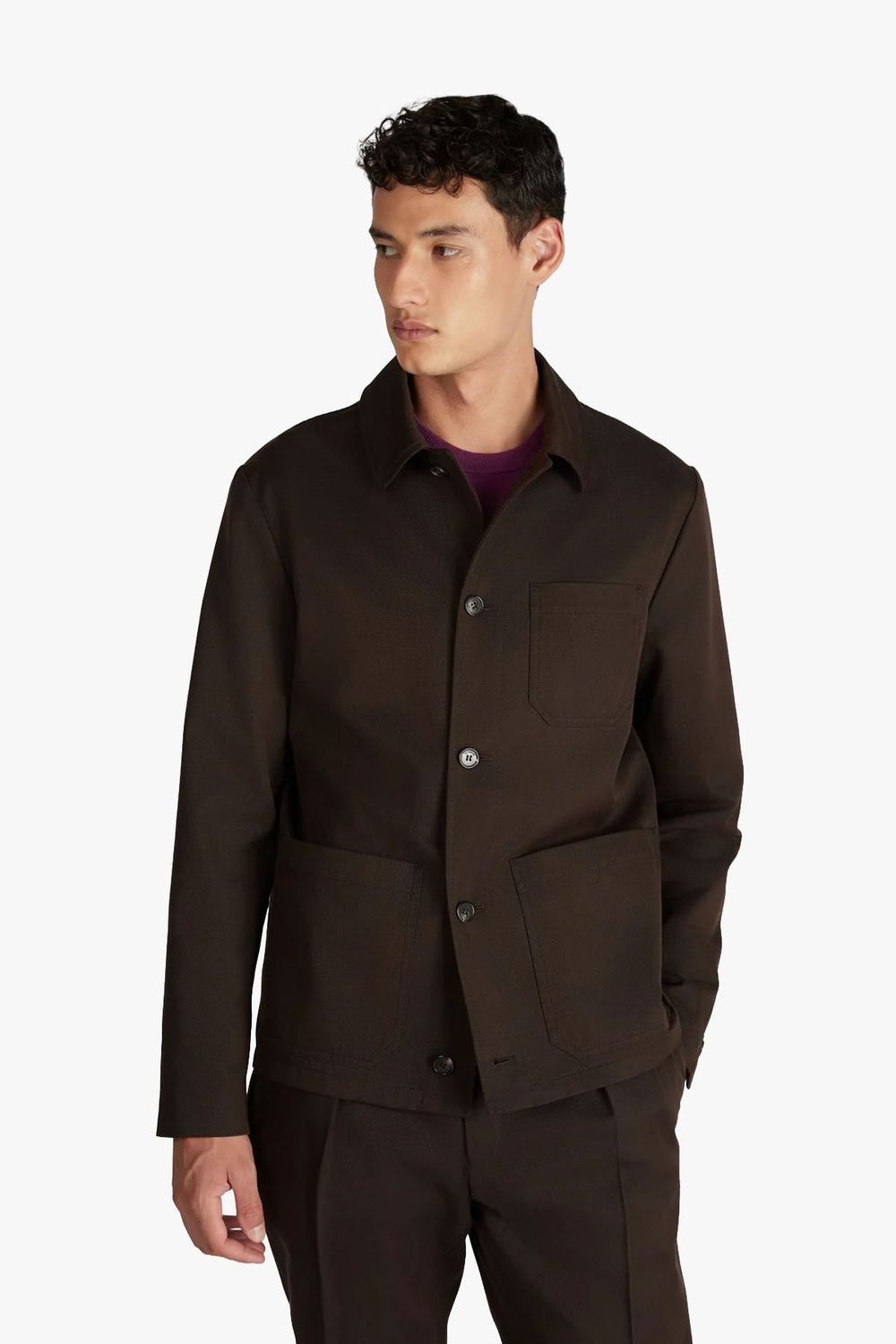 Brushed Cotton Button-Up Jacket