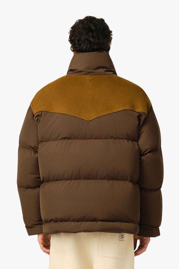 DOWN JACKET WITH LEATHER YOKE