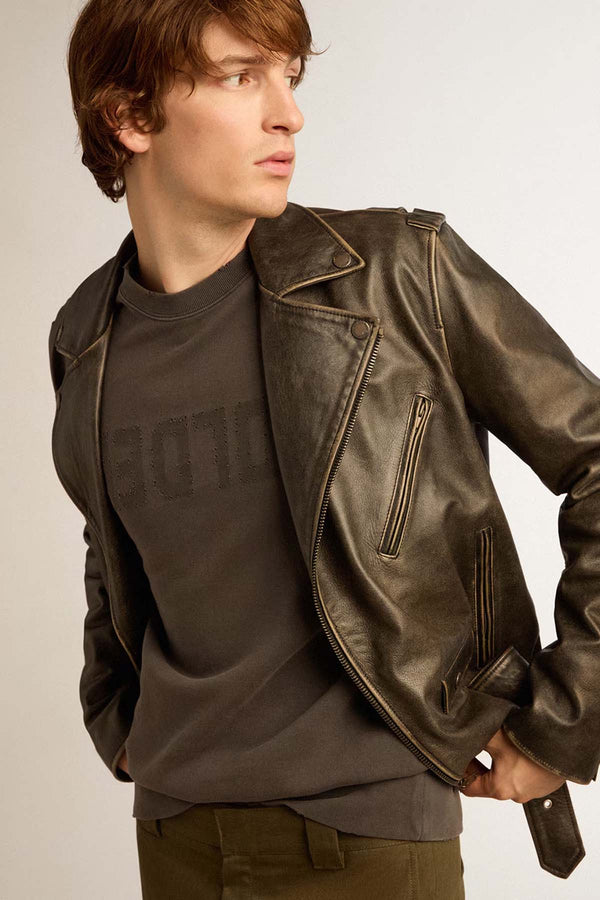 Golden Distressed Cotton Sweatshirt