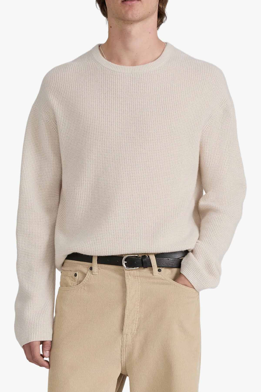 WAFFLE CASHMERE BLEND CREWNECK