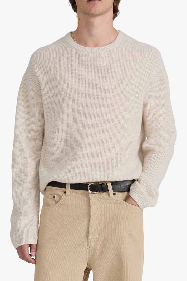 WAFFLE CASHMERE BLEND CREWNECK