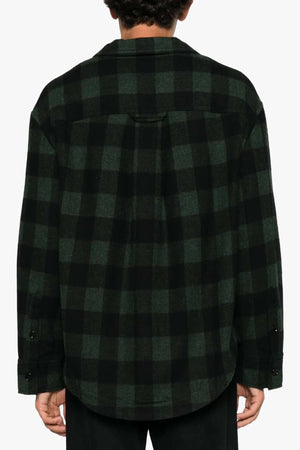 WIDE CAMP COLLAR CHECKED OVERSHIRT