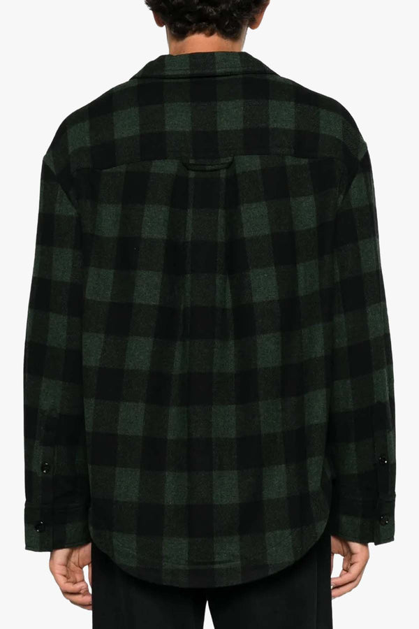WIDE CAMP COLLAR CHECKED OVERSHIRT
