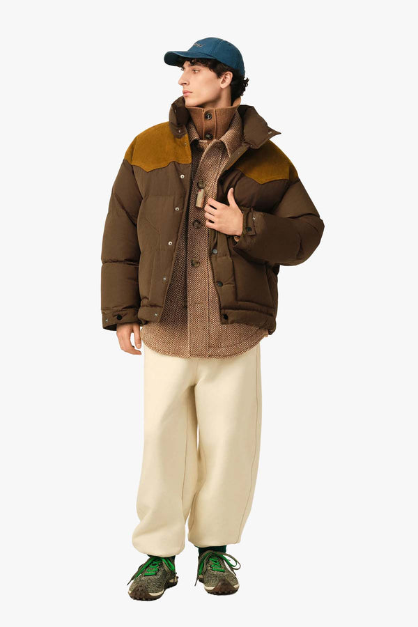 DOWN JACKET WITH LEATHER YOKE