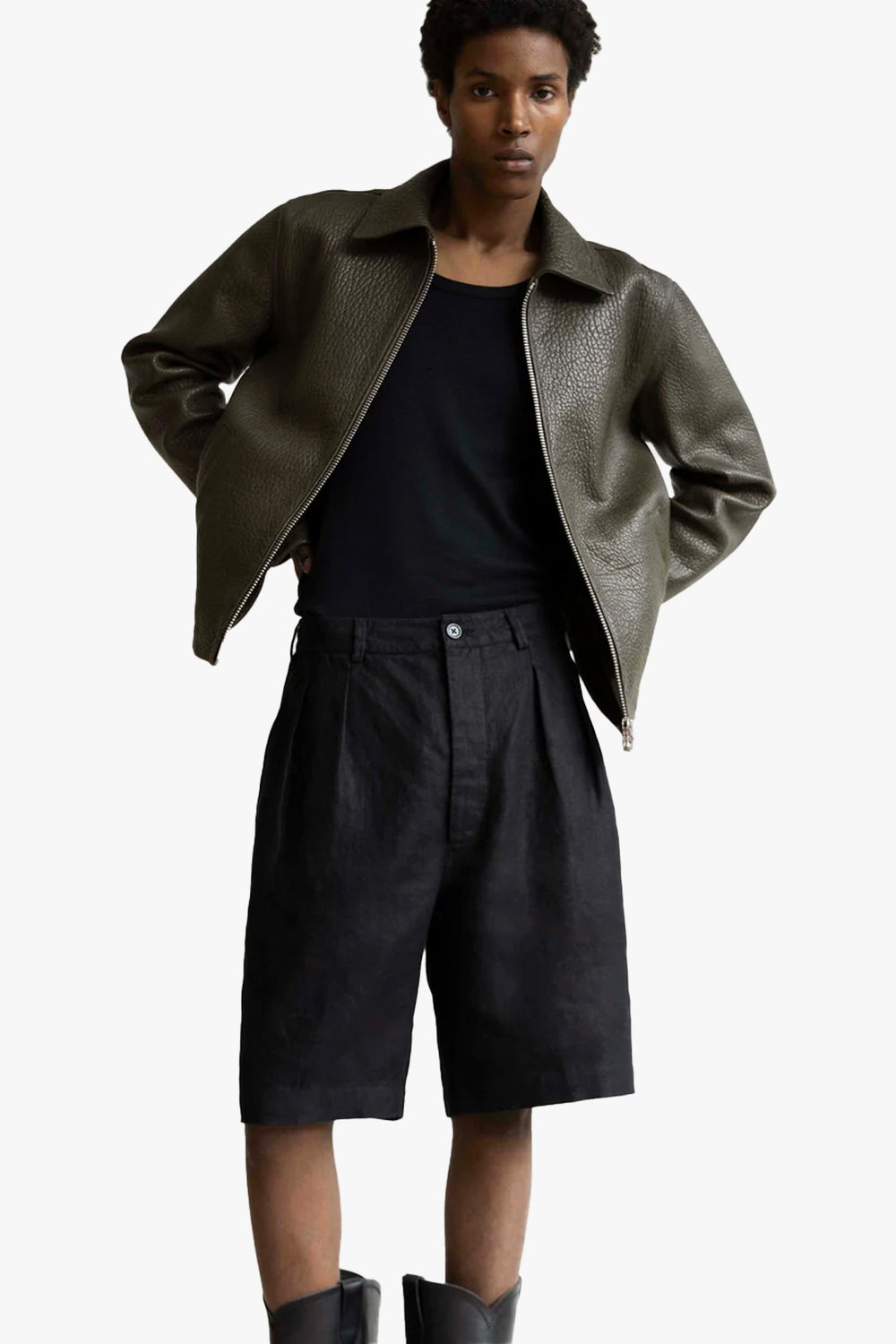 Pleated Linen Shorts