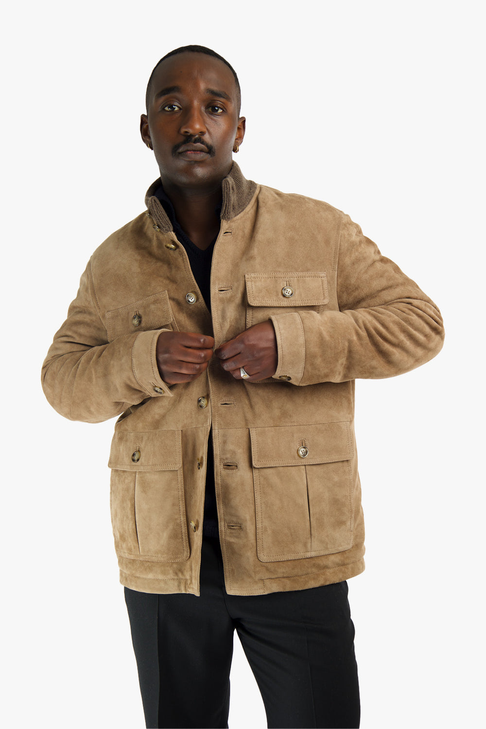 Padded Suede Field Jacket