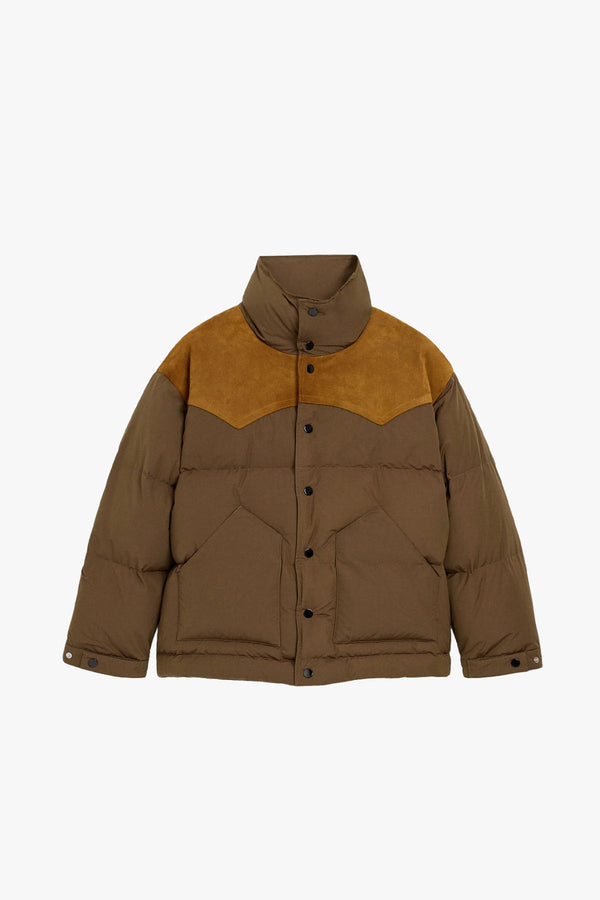 DOWN JACKET WITH LEATHER YOKE