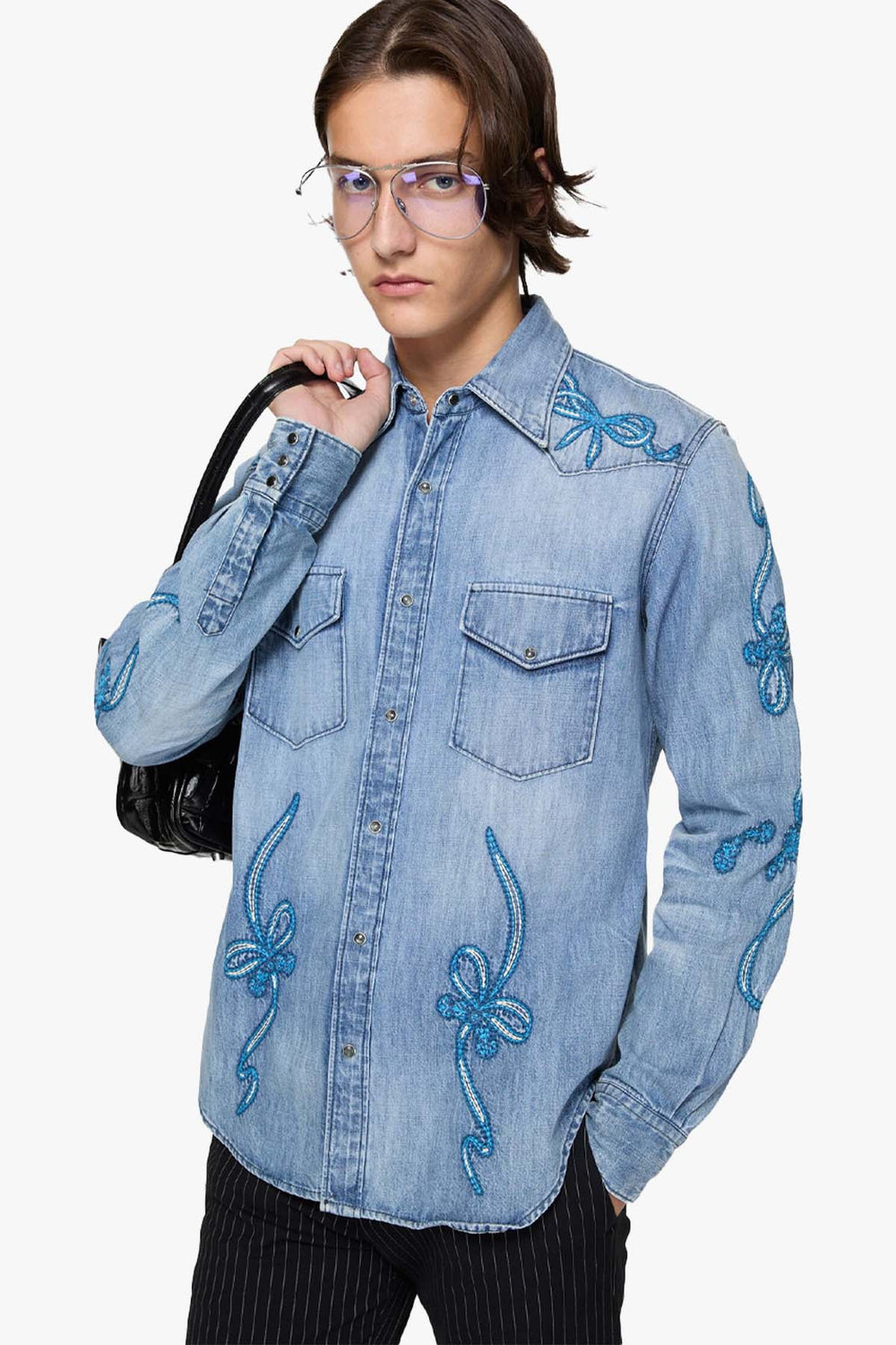 Embroidered Denim Shirt