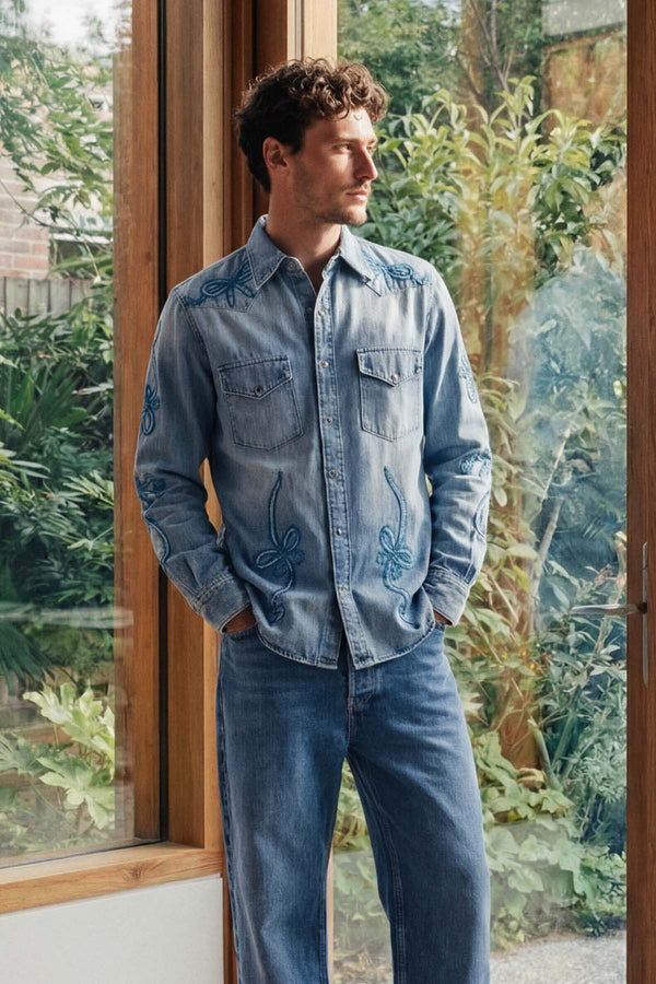 Embroidered Denim Shirt