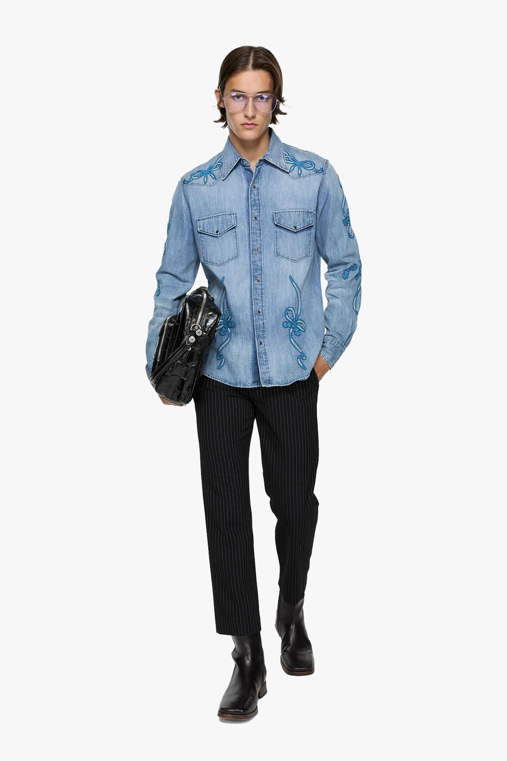 Embroidered Denim Shirt