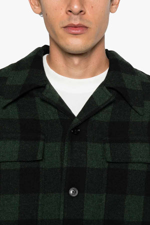 WIDE CAMP COLLAR CHECKED OVERSHIRT