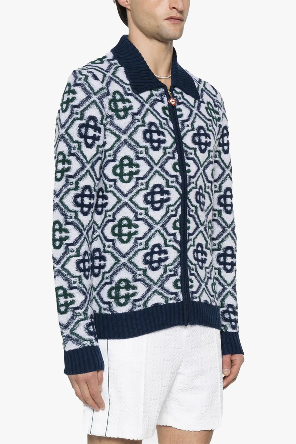 Monogram Zip Up Sweater