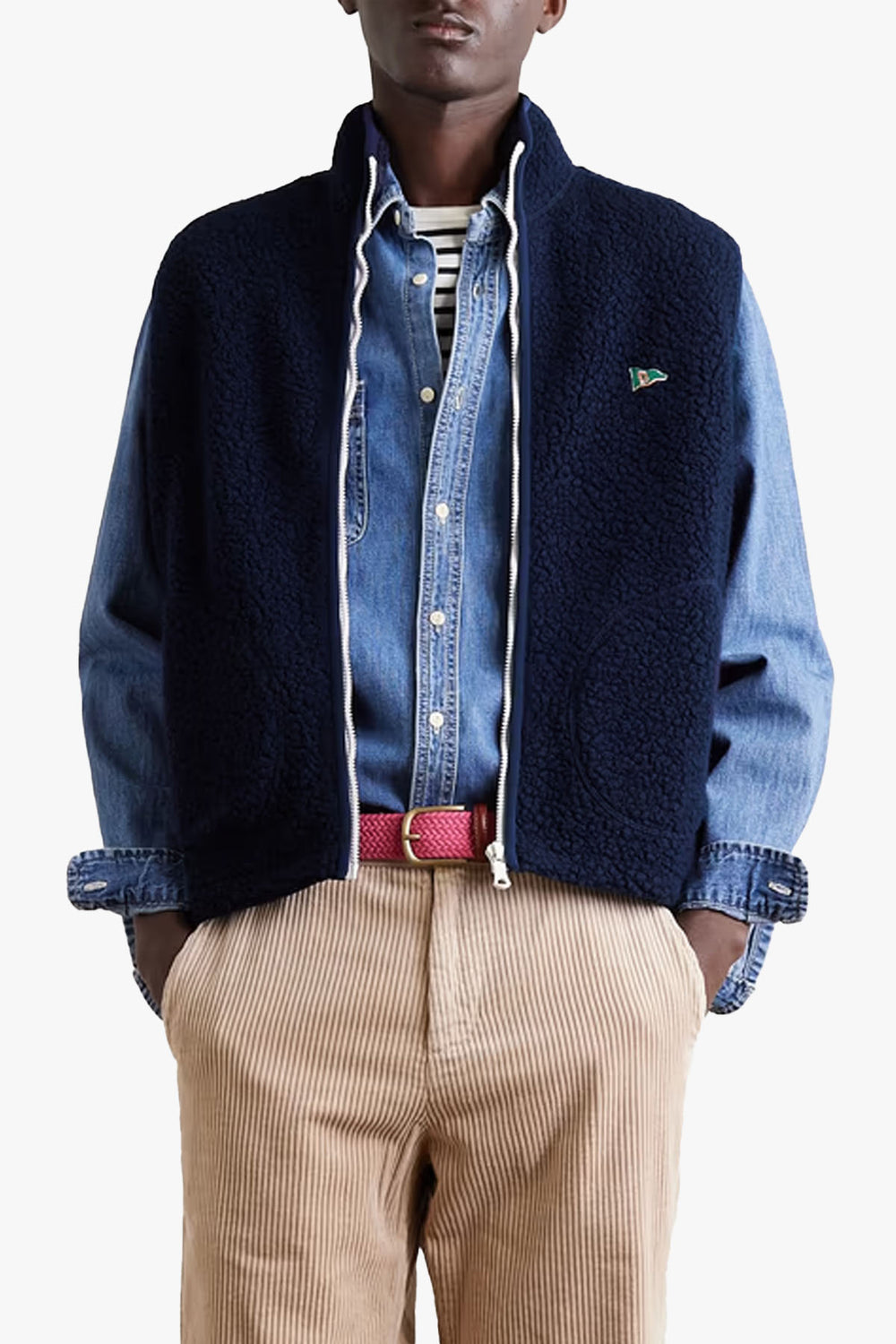 BOUCLE WOOL ZIP FLEECE VEST