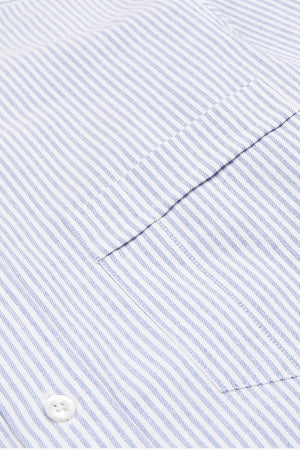 TICKING STRIPE BUTTON DOWN OXFORD SHIRT