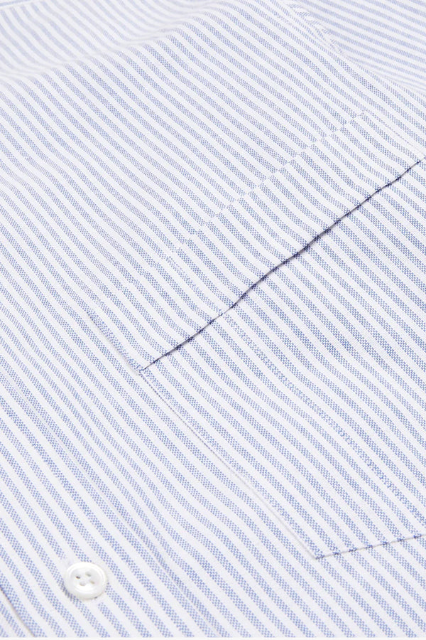 TICKING STRIPE BUTTON DOWN OXFORD SHIRT