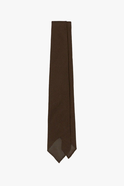 Fine Woven Grenadine Tie, Brown Tip