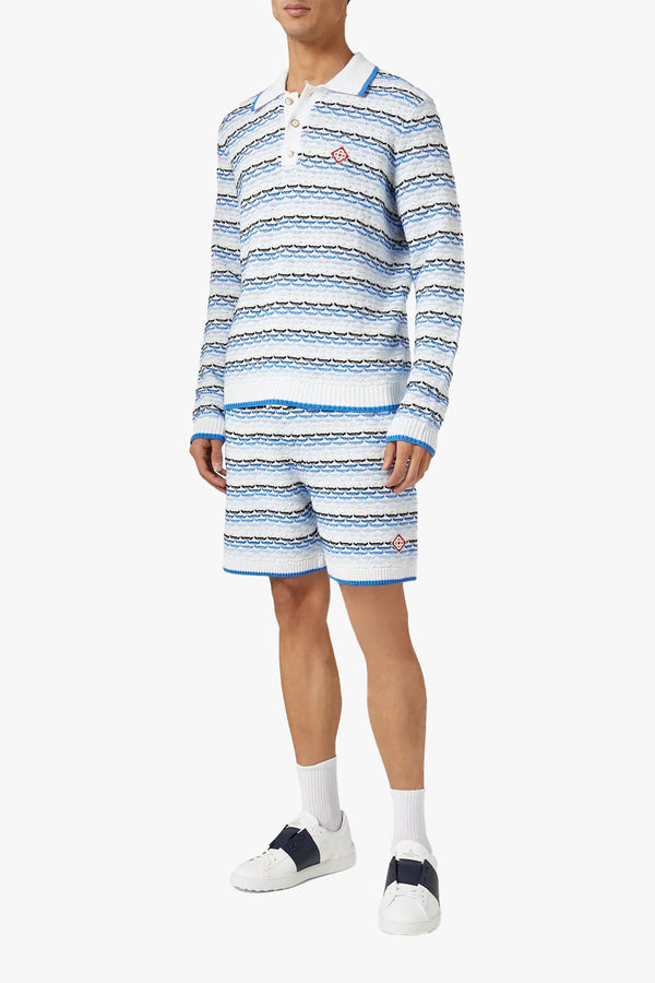 TUCK STITCH LONG SLEEVE POLO SHIRT