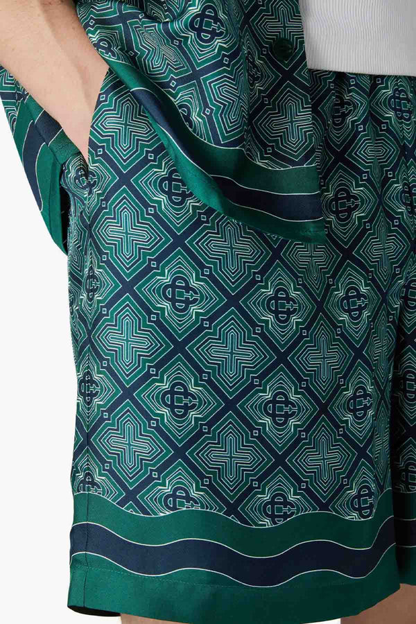 RADIATING MONOGRAM SILK SHORTS